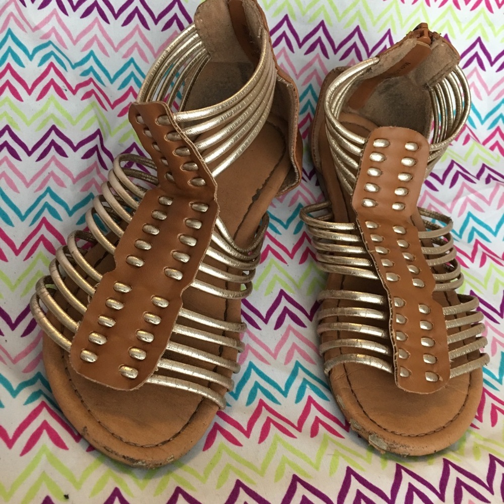 Bronze and brown sandals